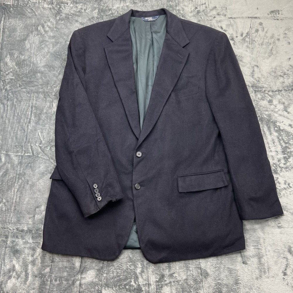 VTG Polo Ralph Lauren Made In USA 46L 100% Camel Hair Sport Coat Blazer Blue - Picture 3 of 15